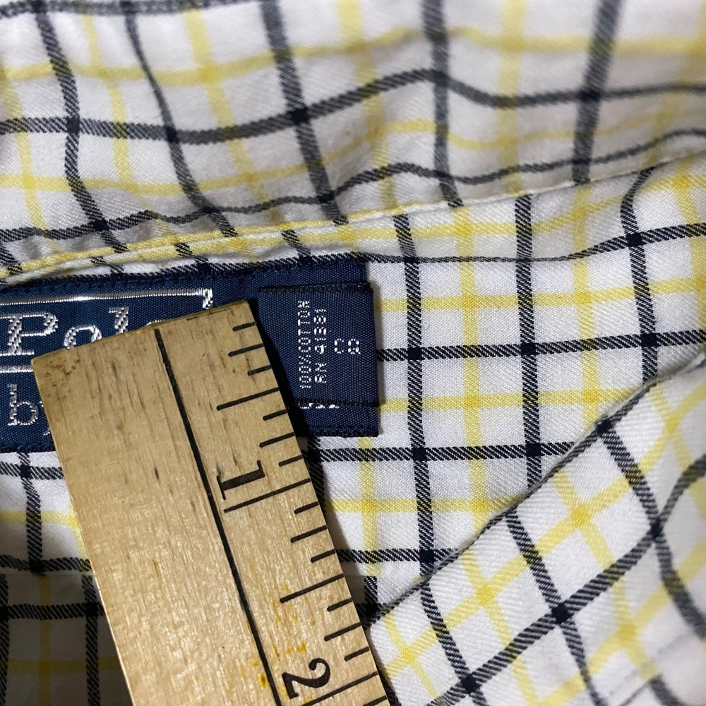 Polo Ralph Lauren Mens XL Tattersall Check Button Down Shirt Yellow Black Cotton - Picture 5 of 7